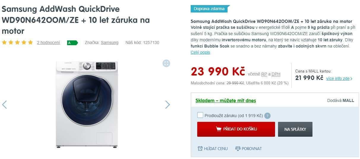 Pračka se sušičkou Samsung, 9/5kg, 1400 ot.