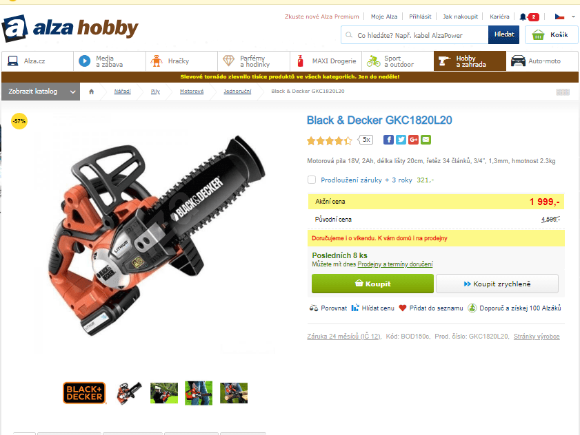 Motorová pila aku Black & Decker 18V