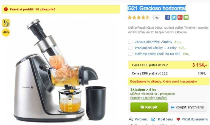 Šnekový odšťavňovač G21 Gracioso