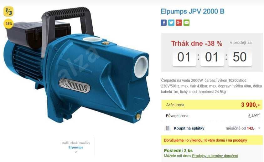 Výkonné čerpadlo Elpumps JPV 2000 B