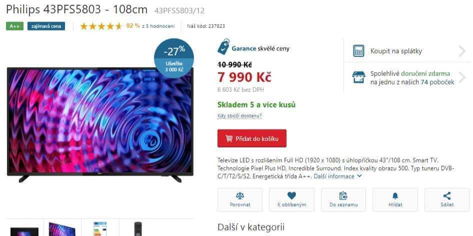 Full HD LED, Smart TV, 108 cm, Philips