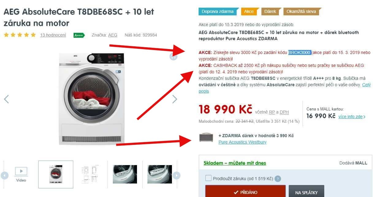 Sušička prádla AEG, 8 kg, A+++, čerpadlo
