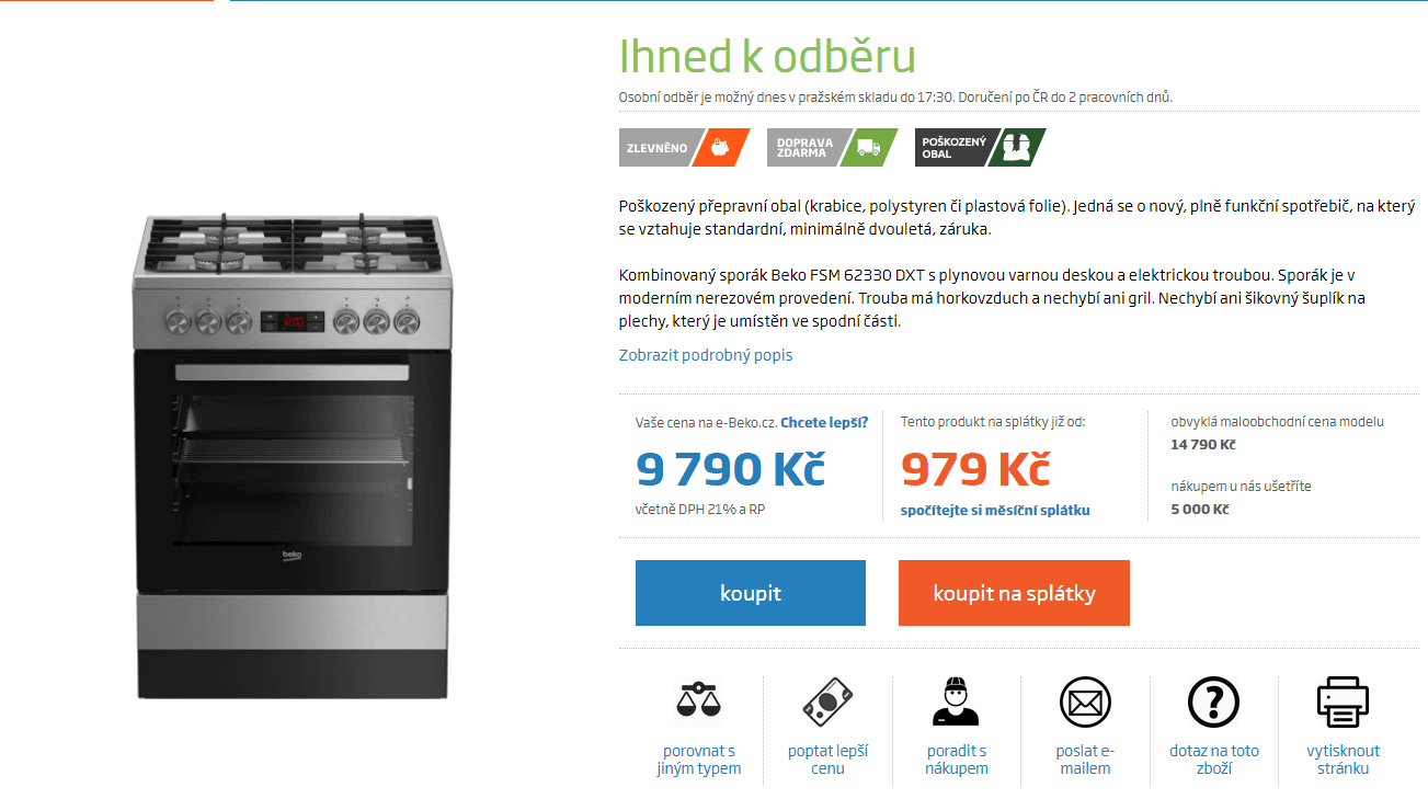 Kombinovaný sporák Beko, nerez, 60 cm