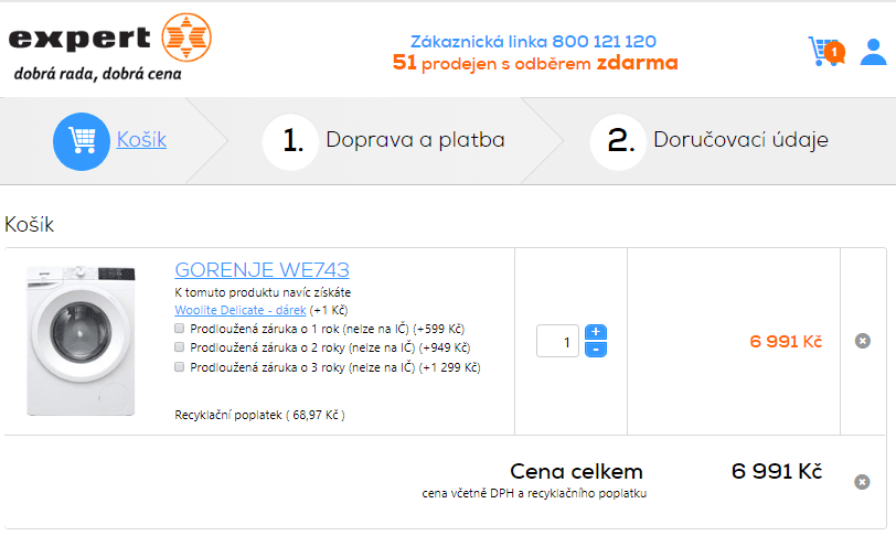 Pračka Gorenje, 7kg, A+++, 1400 ot.