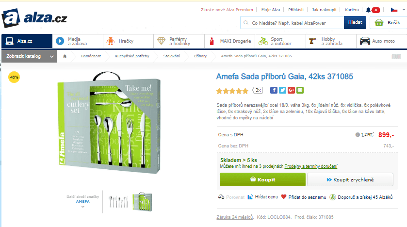 42 dílná sada příborů Amefa Gaia