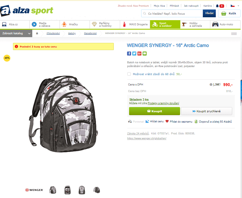 Batoh Wenger Synergy 16" - ntb a tablet