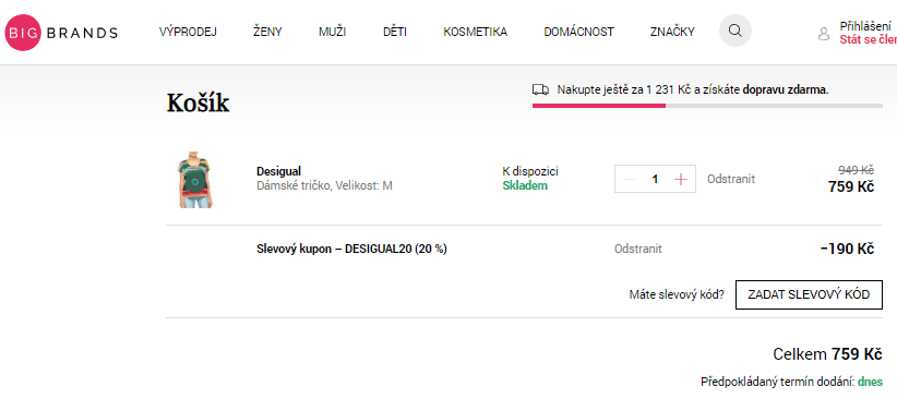 Bigbrands.cz - slevový kód -20% na Desigual
