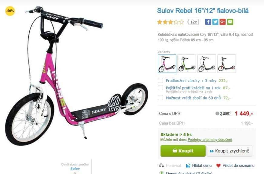 Koloběžka Sulov REBEL, pro dospělé i děti