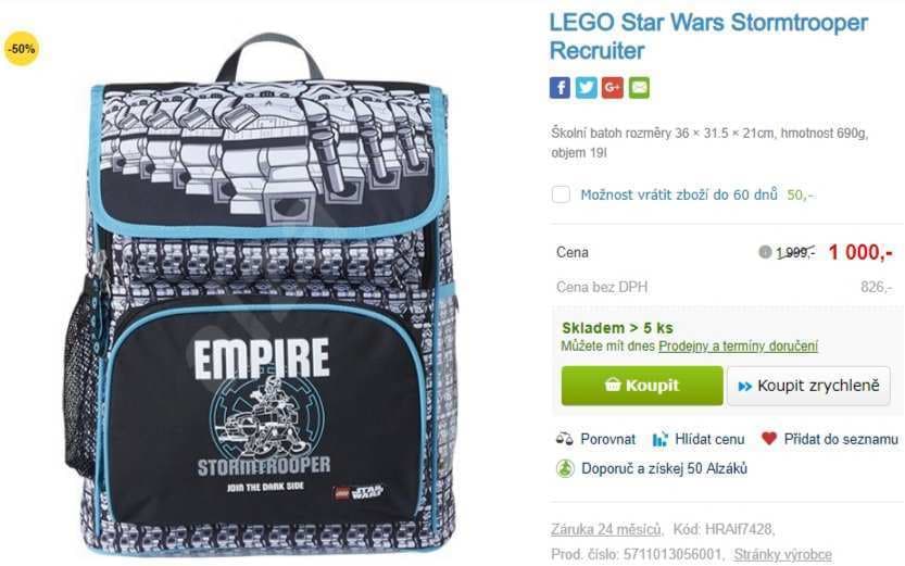 Školní batoh Lego Star Wars Stormtrooper