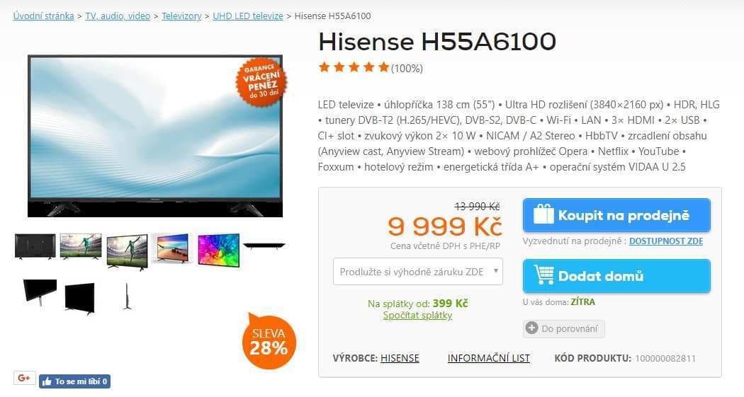 Ultra HD TV, Smart, 140cm, Hisense