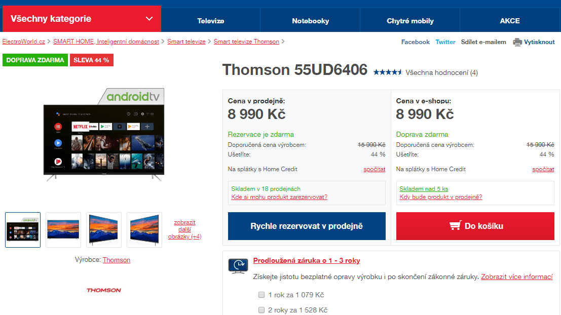 Ultra HD TV, HDR, Smart, 139 cm, Thomson