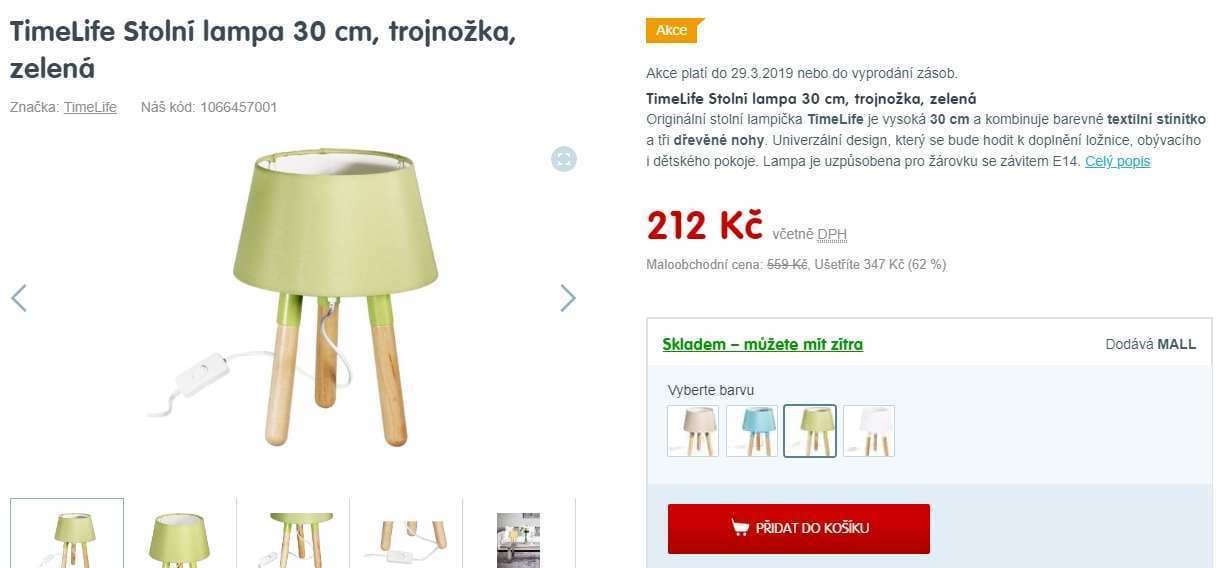 Stolní lampa TimeLife 30 cm, E14