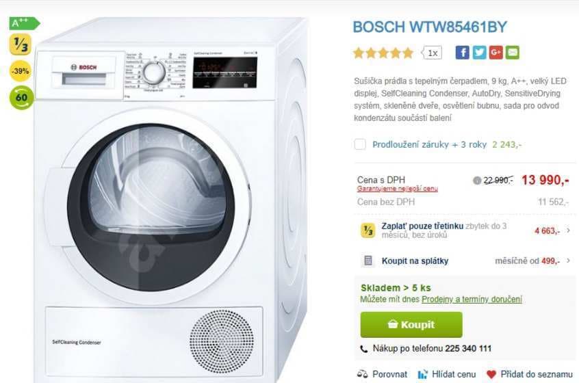 Sušička prádla BOSCH, 9 kg, A++