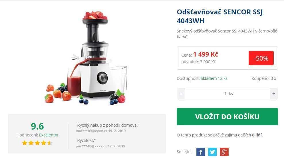 Šnekový odšťavňovač Sencor