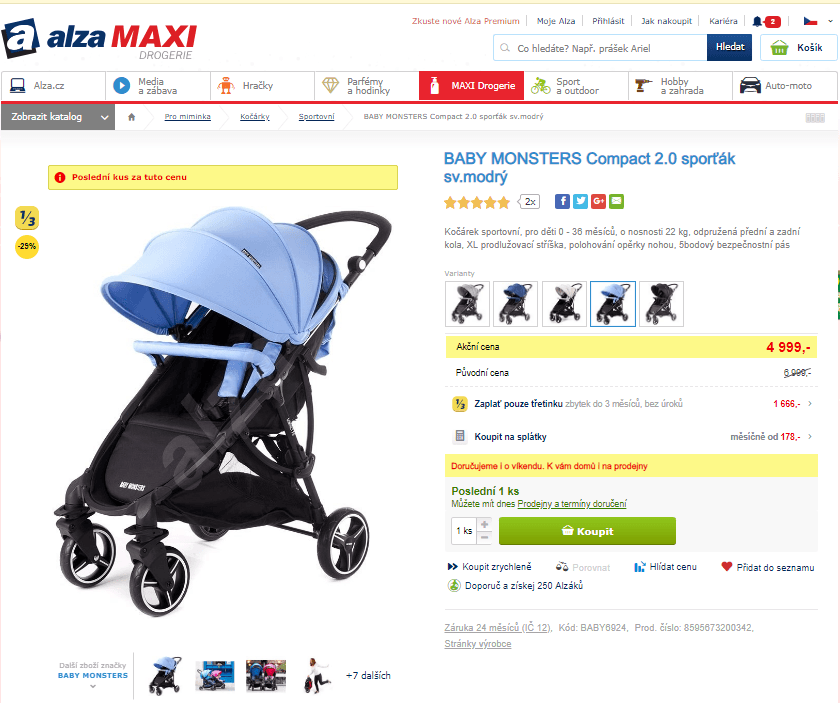 Sportovní kočárek Baby Monsters Compact