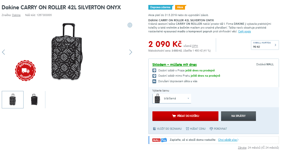 Cestovní kufr Dakine Roller 42 l