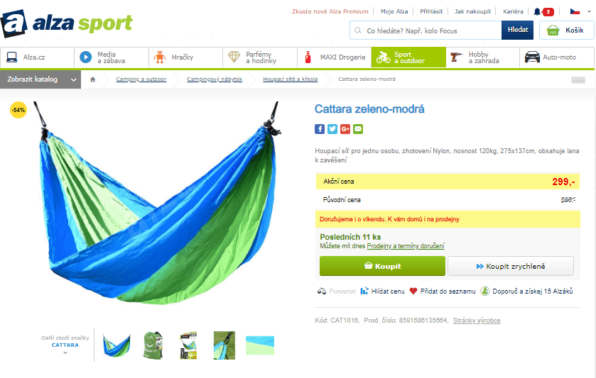 Houpací síť pro jednoho Cattara