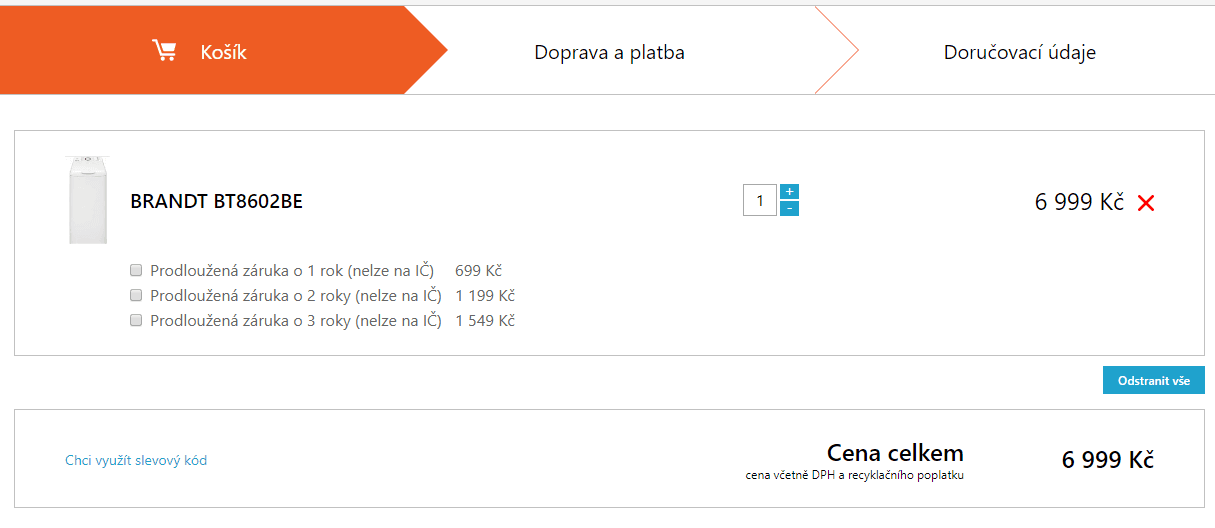 Pračka Brandt, A+++, 6 kg, 1200 ot.
