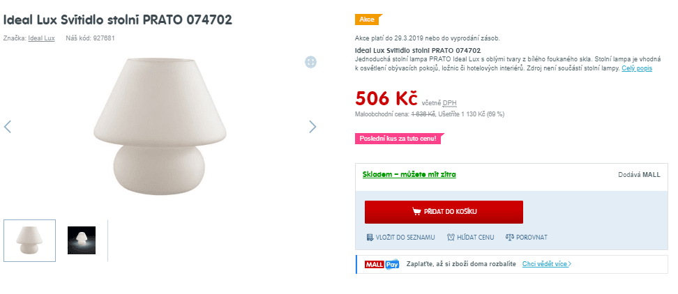 Stolní lampa Ideal Lux 074702