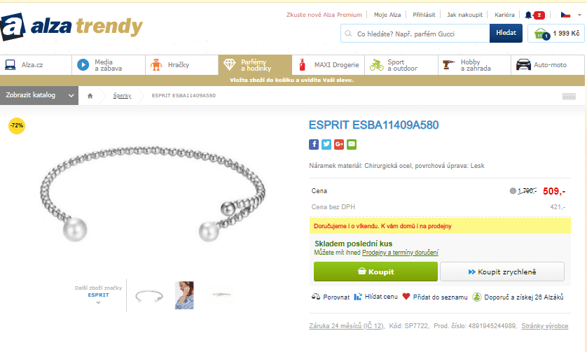 Dámský náramek Esprit, chirurgická ocel