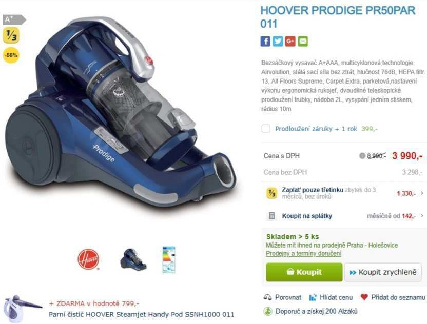 Bezsáčkový vysavač Hoover Prodige