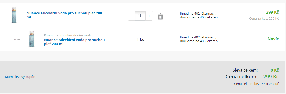 Akce 1+1 na micelární vodu Nuance