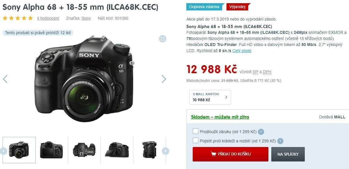 Sony Aplha A68 s objektivem 18-55mm