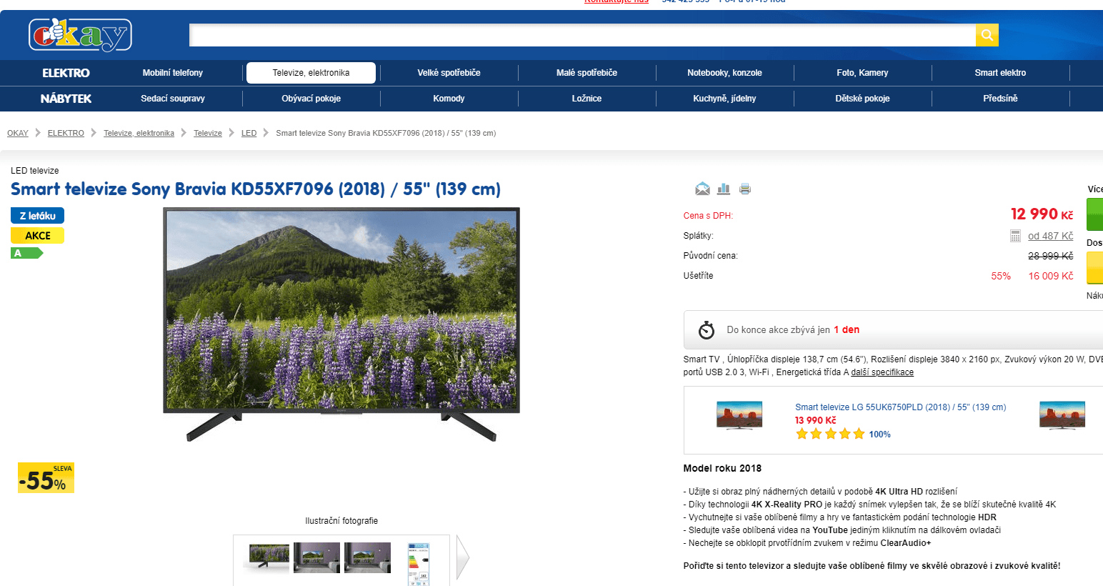 Ultra HD TV, Smart, HDR, 139cm, SONY