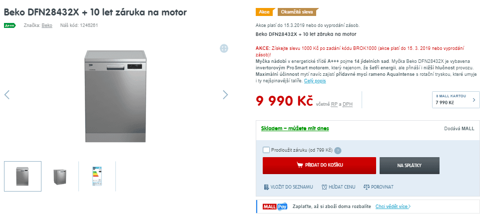 Myčka Beko, A+++, 14 sad, nerez