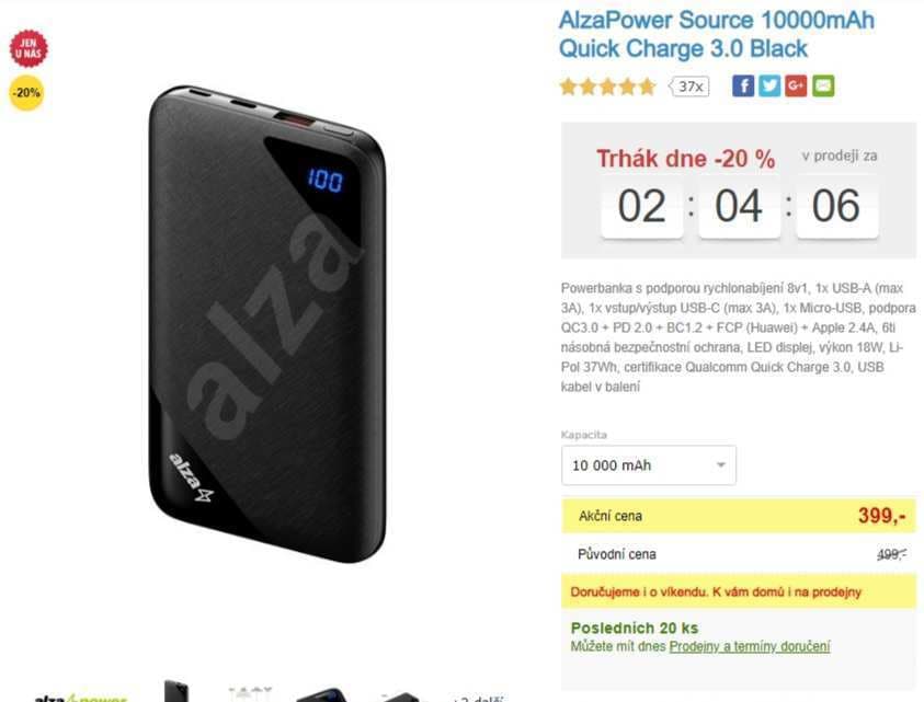 Powerbanka AlzaPower, 10000 mAh, USB 3.0