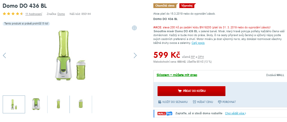 Smoothie mixér Domo DO 436 BL