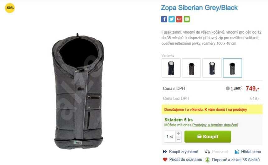 Zimní fusak ZOPA Siberian Grey/Black 
