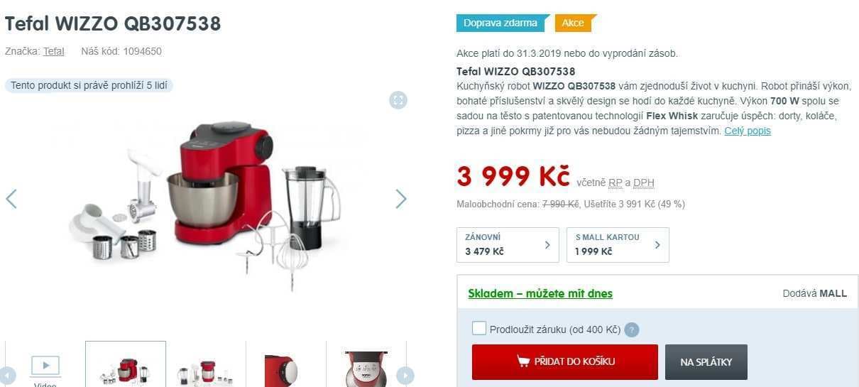 Kuchyňský robot Tefal Wizzo, 700W