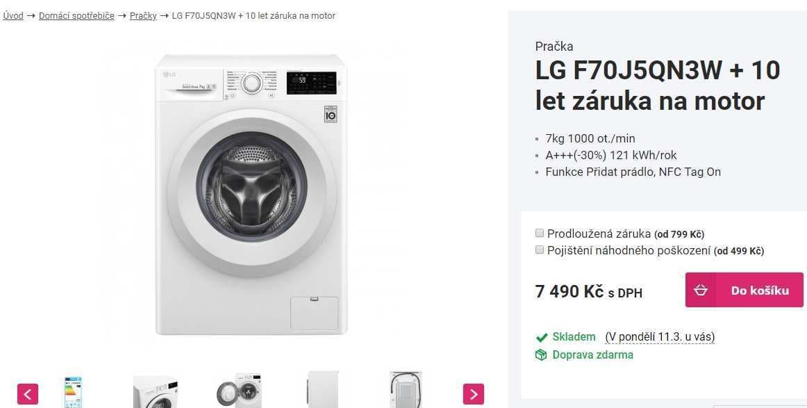 LG, 7kg, 1000 ot., A+++, NFC