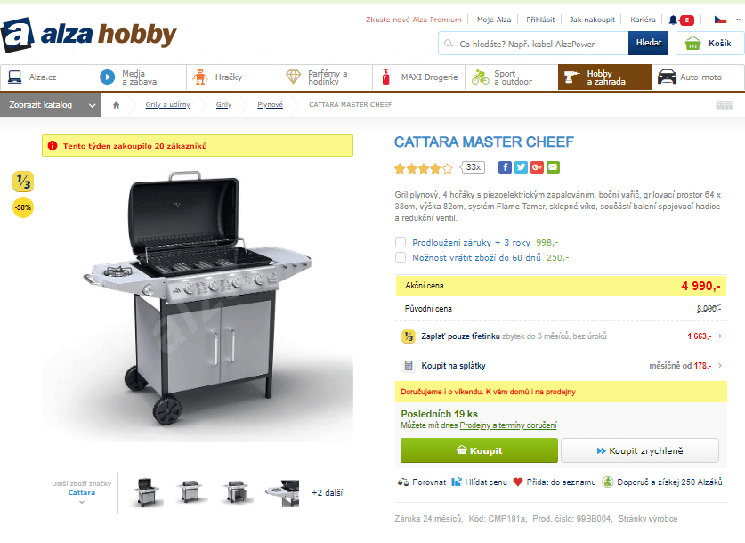 Plynový gril Cattara MASTER CHEEF