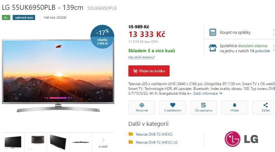 Ultra HD TV, HDR, Smart, 139 cm, LG
