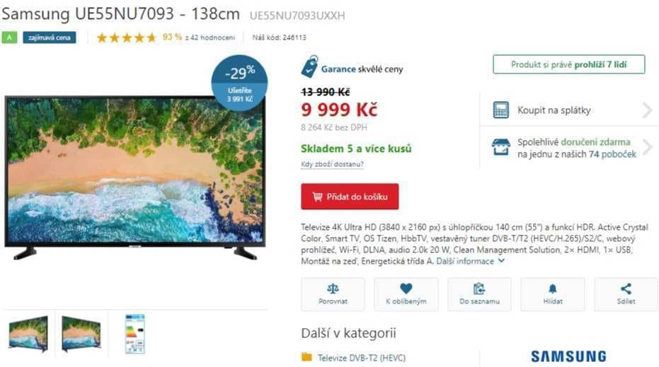 Ultra HD TV, HDR, Smart, 140cm, Samsung