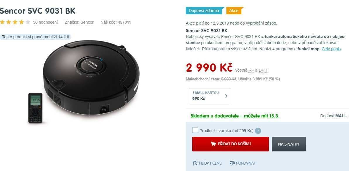 Robotický vysavač Sencor SVC 9031 