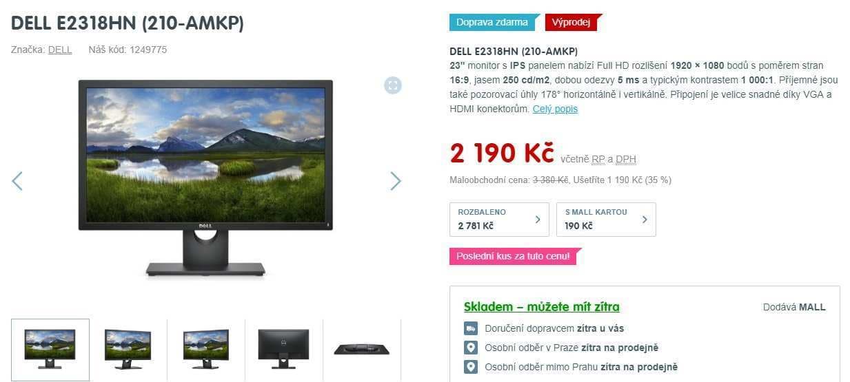PC monitor Dell, full HD, 23"