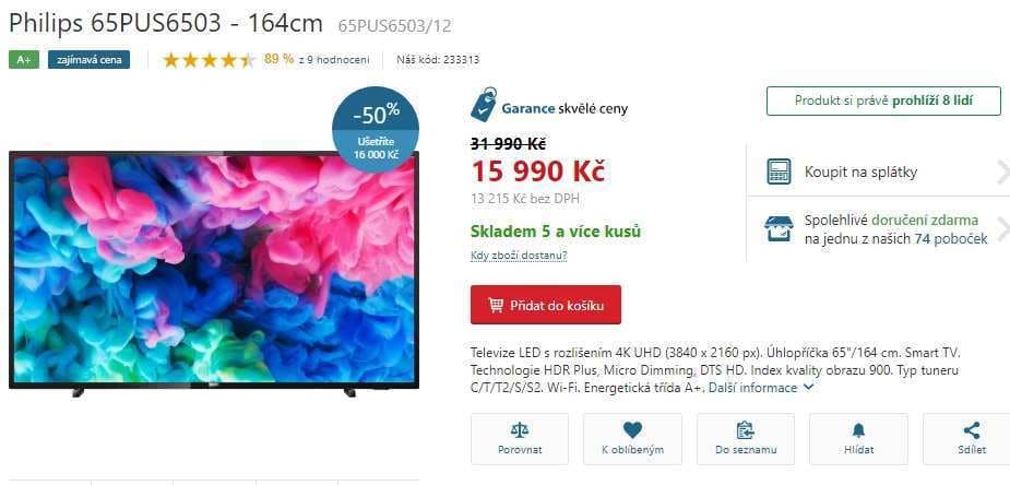 Ultra HD Smart TV, HDR, 164cm, Philips