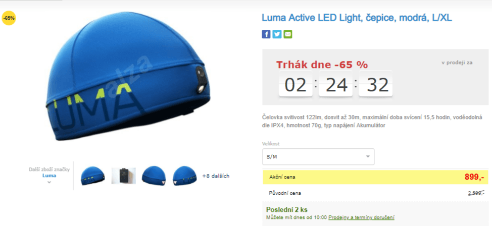 Čelovka v čepici Luma Active LED