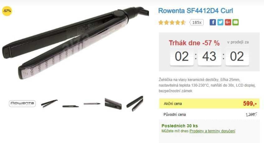 Žehlička na vlasy Rowenta SF