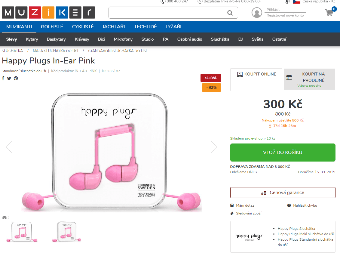 Sluchátka do uší Happy Plugs In-Ear