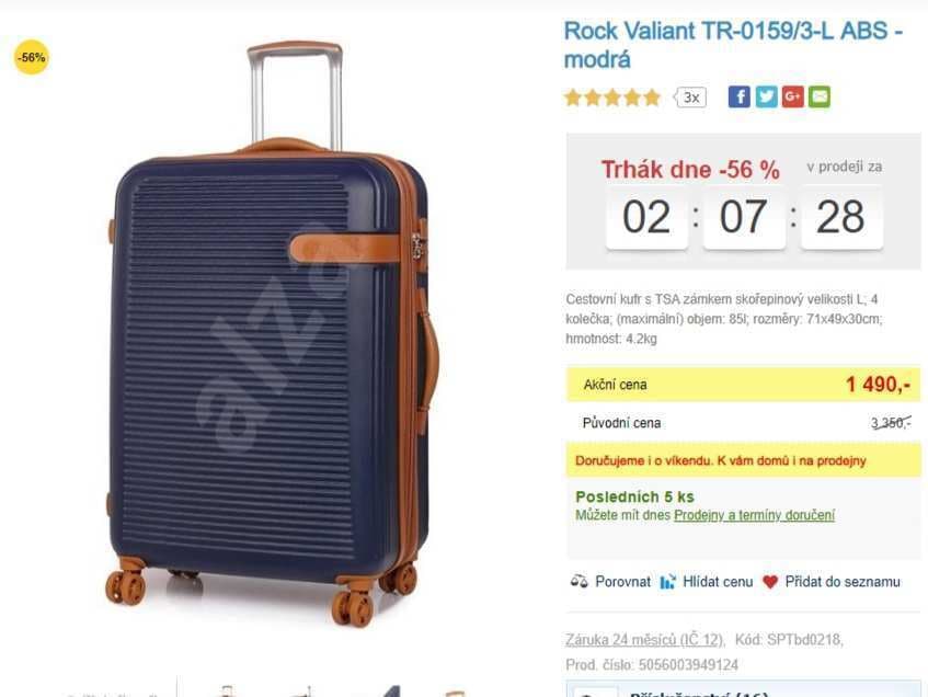 Skořepinový kufr Rock Valiant - L