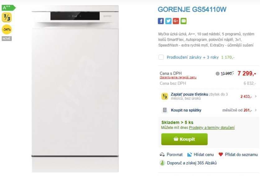 Myčka nádobí Gorenje, 10 sad, A++