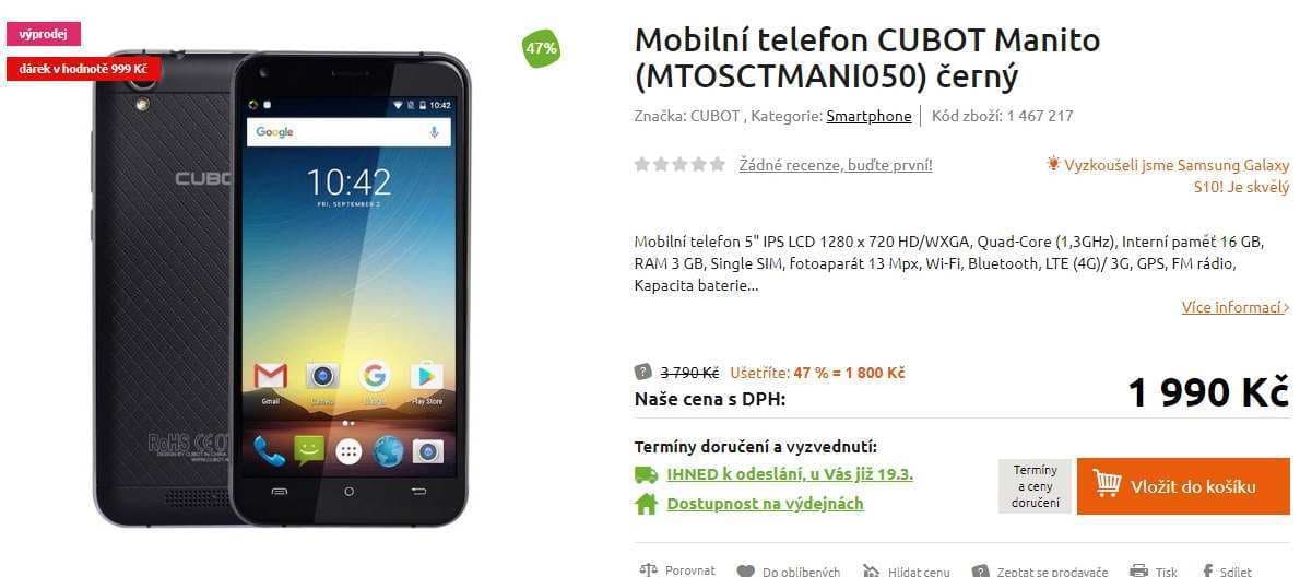 Cubot, 4x 1,3GHz, 3GB RAM, 5", LTE