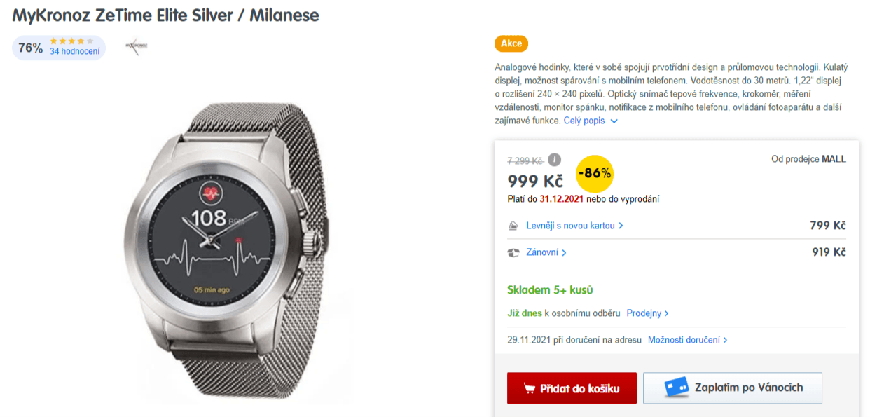 Chytré hodinky MyKronoz ZeTime Elite