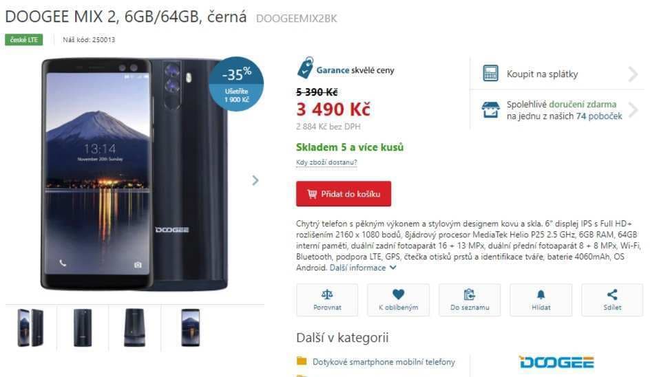 Doogee, 8x 2,5GHz, 6GB RAM, 6", FaceID