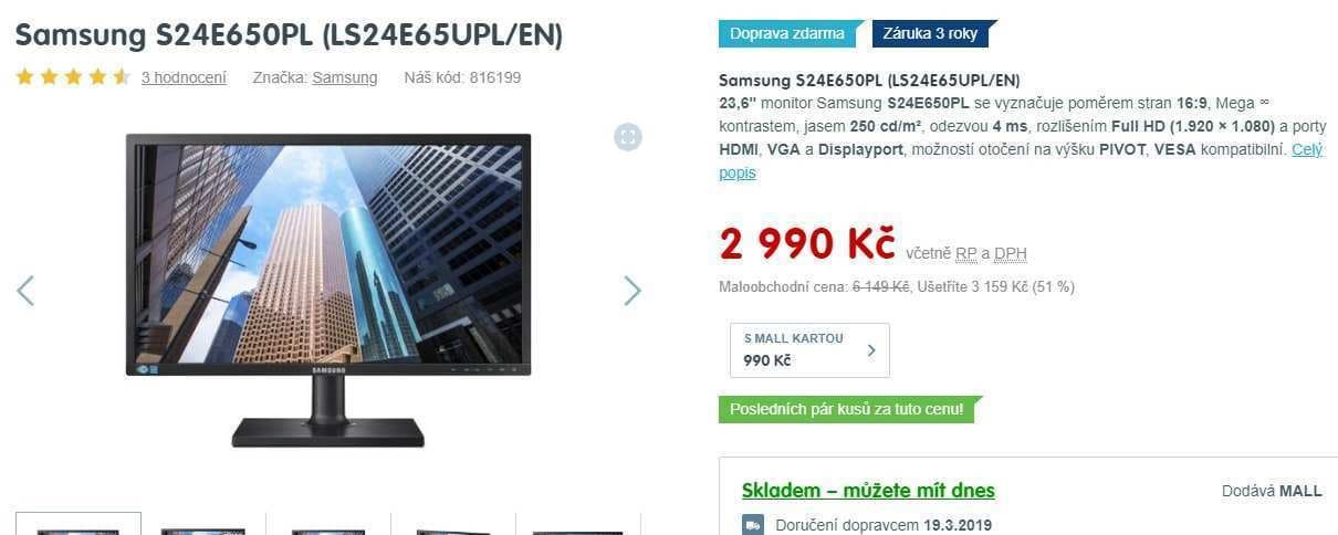 PC monitor s repro Samsung - 24"