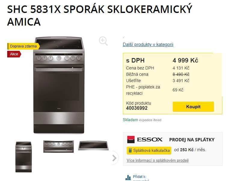 Sklokeramický sporák Amica, gril